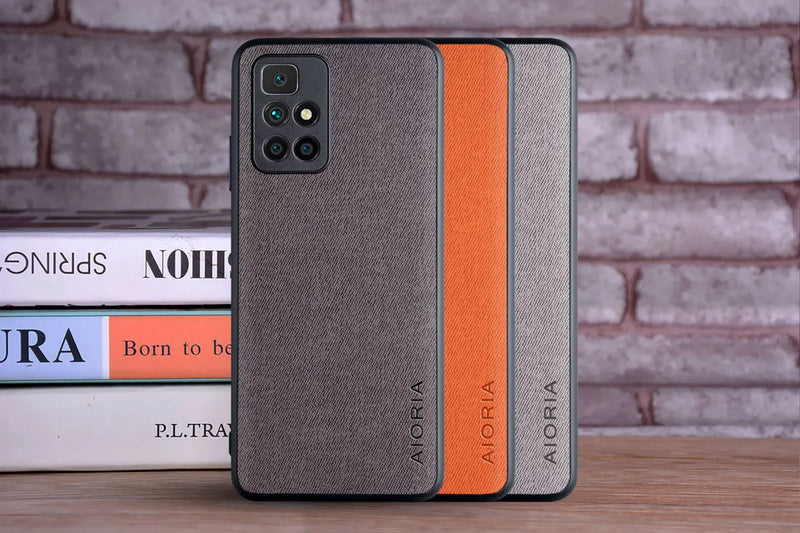 Capa para xiaomi redmi 10 2022 coque luxo têxtil pele de couro macio tpu duro pc telefone capa para xiaomi redmi 10