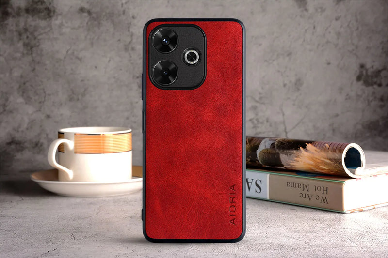 Capa de couro luxuosa para xiaomi poco m6 pro 4g, caixa do telefone do estilo do vintage