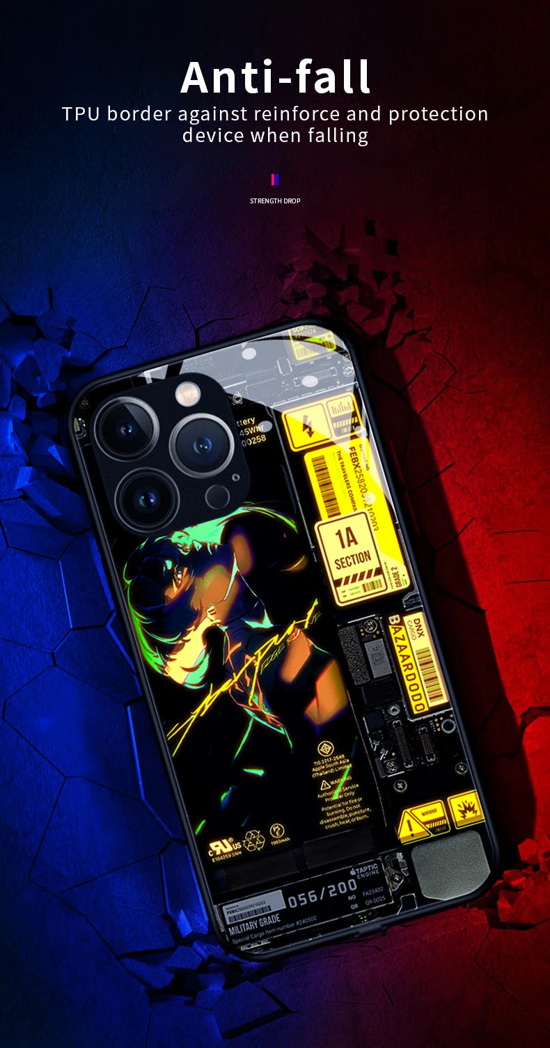 Capa de telefone celular luminoso inteligente estilo cyber-punk, Xiaomi 12T, 11Ultra, 10s, Redmi Note 10, Nota 11Pro, Poco F5, X3, GT