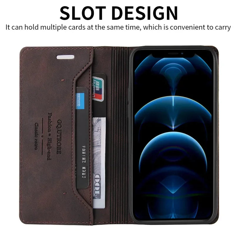 Carteira magnética Flip Cover Case para Samsung Galaxy, capa de telefone de couro anti-roubo, SM-A556B, A556V, Galaxy A55, 5G, 6.6"