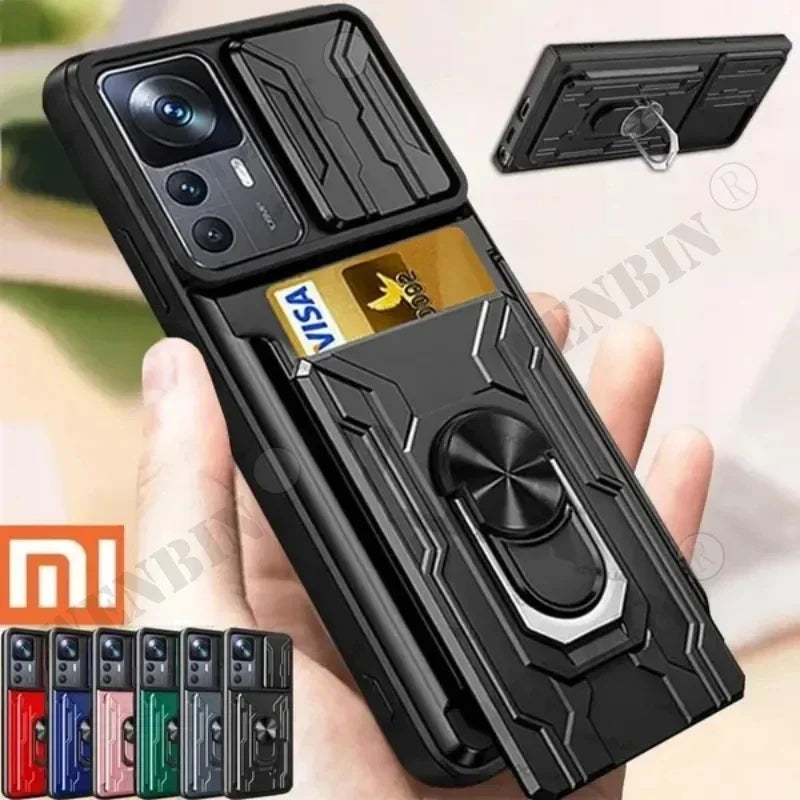 Slot Cover para cartão de grau militar, anel de suporte deslizante, 360 câmera magnética, apto para Redmi Note 13, 12, 11Pro, Xiaomi 13T Pro, Poco X3 Pro