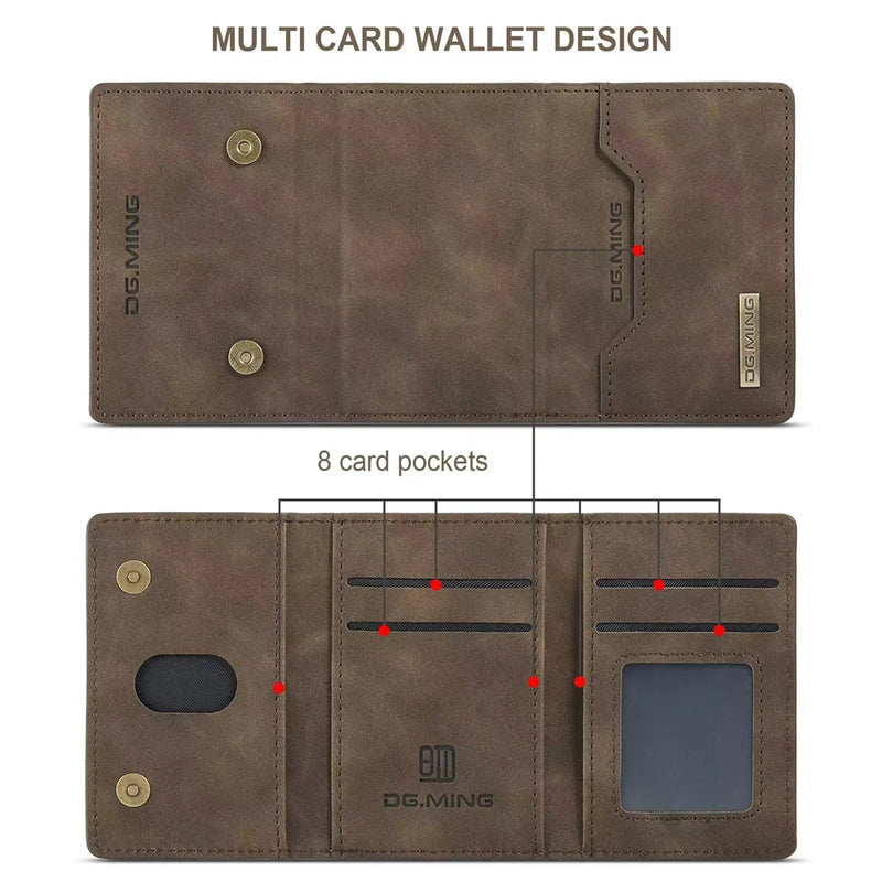 Suporte Magnético de cartão para Samsung S24 Ultra, Split 2-em 1, estojo de couro protetor, S23 Ultra