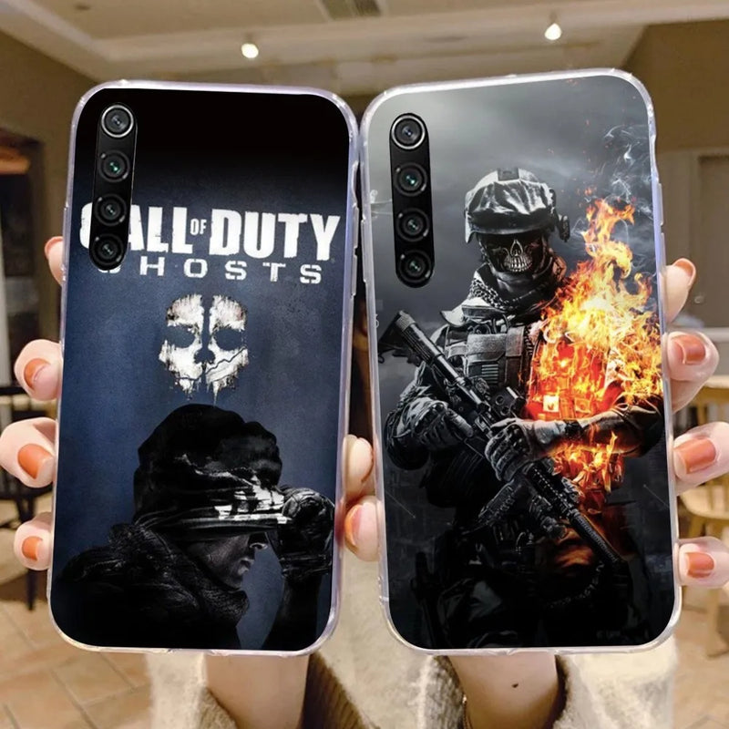 Capa transparente para Xiaomi, Capa para celular Call Duty, Redmi Note 12 11 10 10S Pro 9 9A 8, 13 Lite 12 11T 10 9