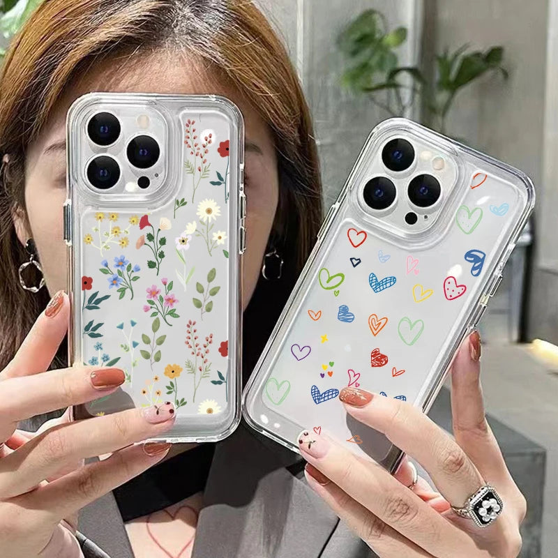 Capa de telefone de silicone macio Flower Love, capa transparente à prova de choque, Xiaomi Redmi 12, 13C, Nota 13, 12 Pro Plus, 5G, 12S, 11S, 10 S, 10 S