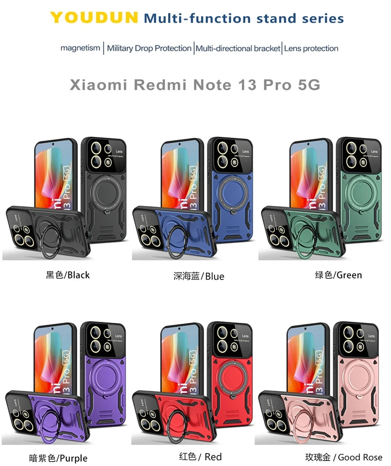 Capa com carregamento sem fio para Xiaomi, anel magnético, tampa traseira, estojo Magsafe, Redmi Note 13 Pro, 5G