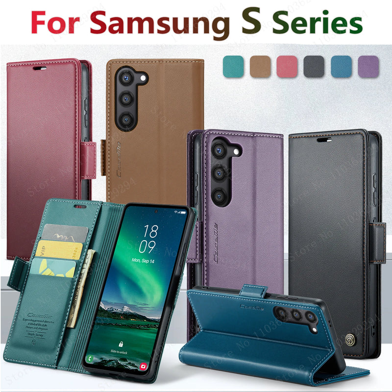 Carteira de couro de negócios Flip Cover, Case para Samsung Galaxy, S24 Ultra, S23, S20, S21, Note10, 20 Herder, Luxo