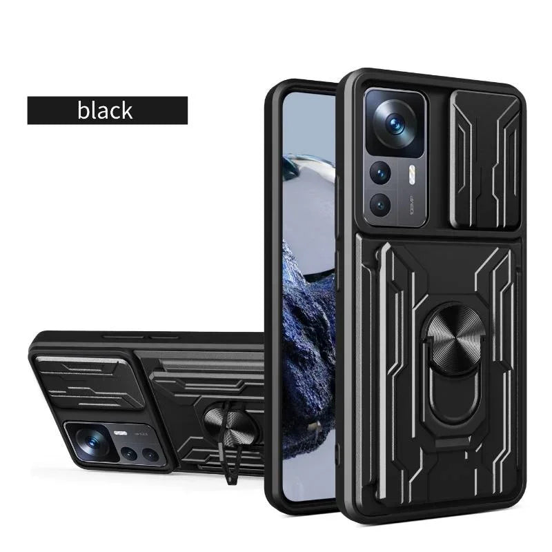 Slot Cover para cartão de grau militar, anel de suporte deslizante, 360 câmera magnética, apto para Redmi Note 13, 12, 11Pro, Xiaomi 13T Pro, Poco X3 Pro