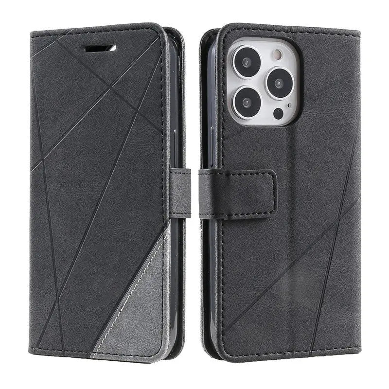 Capa de couro magnético flip, slot para cartão de visita, carteira para iPhone 11, 12, 13, 14, 15 - PRO, PROMAX, PLUS, Mini