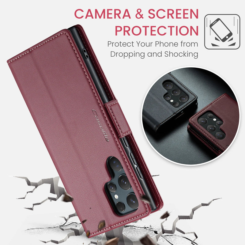 Carteira de couro de negócios Flip Cover, Case para Samsung Galaxy, S24 Ultra, S23, S20, S21, Note10, 20 Herder, Luxo