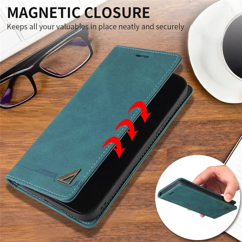 Carteira magnética Flip Cover Case para Samsung Galaxy, capa de telefone de couro anti-roubo, SM-A556B, A556V, Galaxy A55, 5G, 6.6"