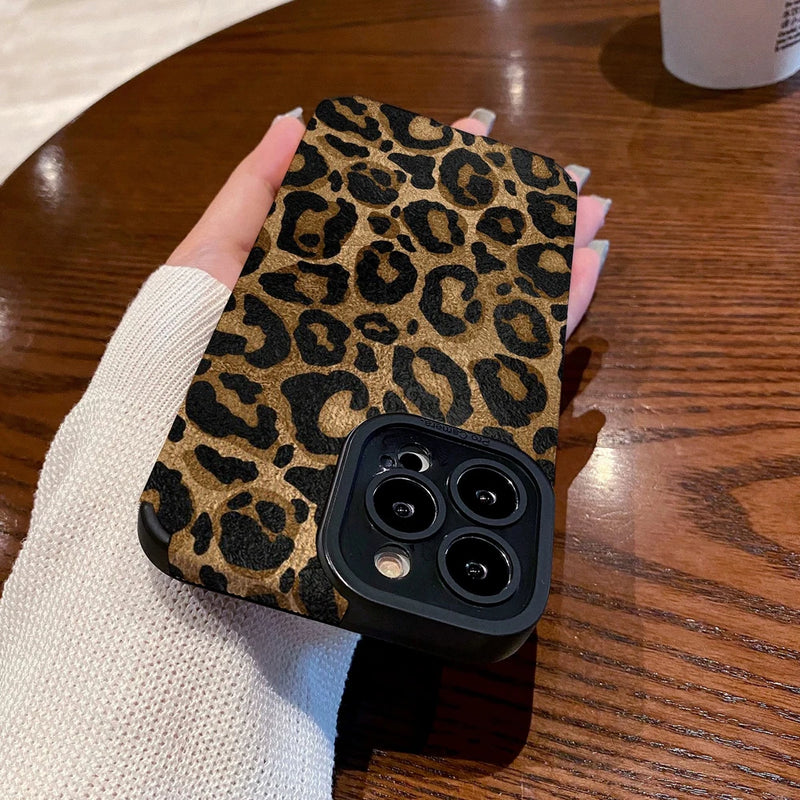 Capa de couro de silicone leopardo para iphone, capa à prova de choque macio,  iphone 15, 14, Pro Max, iphone 11, iphone 12 mini, iphone SE, iphone 7, iphone 8 plus, iPhone X, iPhone XR, iPhone XS