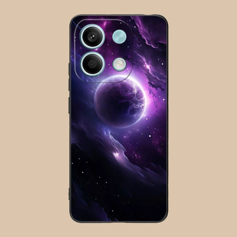 Capa de telefone preta Soft Shell, Capa para celular Universe Star, Xiaomi Redmi Note 13 12 11 10 9 8 7 6 S A Pro Lite Plus 5G