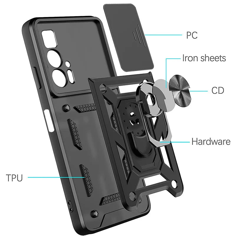 Capa com tampo da câmera deslizante para motorola edge 20 pro, armadura com suporte magnético