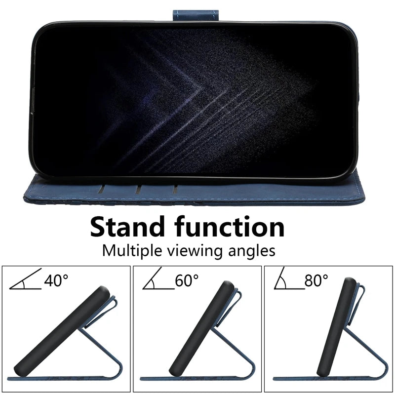 3D geométrica treliça couro flip carteira caso, capas de telefone, capa para xiaomi redmi 13c mi 13c