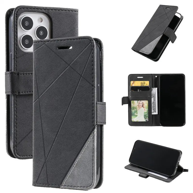 Capa de couro magnético flip, slot para cartão de visita, carteira para iPhone 11, 12, 13, 14, 15 - PRO, PROMAX, PLUS, Mini