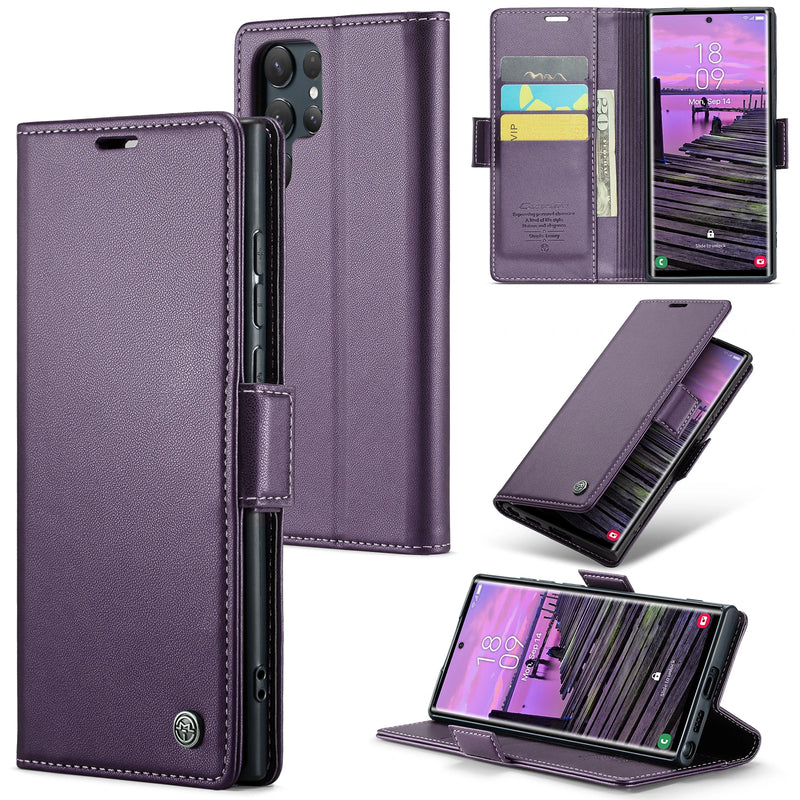 Carteira de couro de negócios Flip Cover, Case para Samsung Galaxy, S24 Ultra, S23, S20, S21, Note10, 20 Herder, Luxo