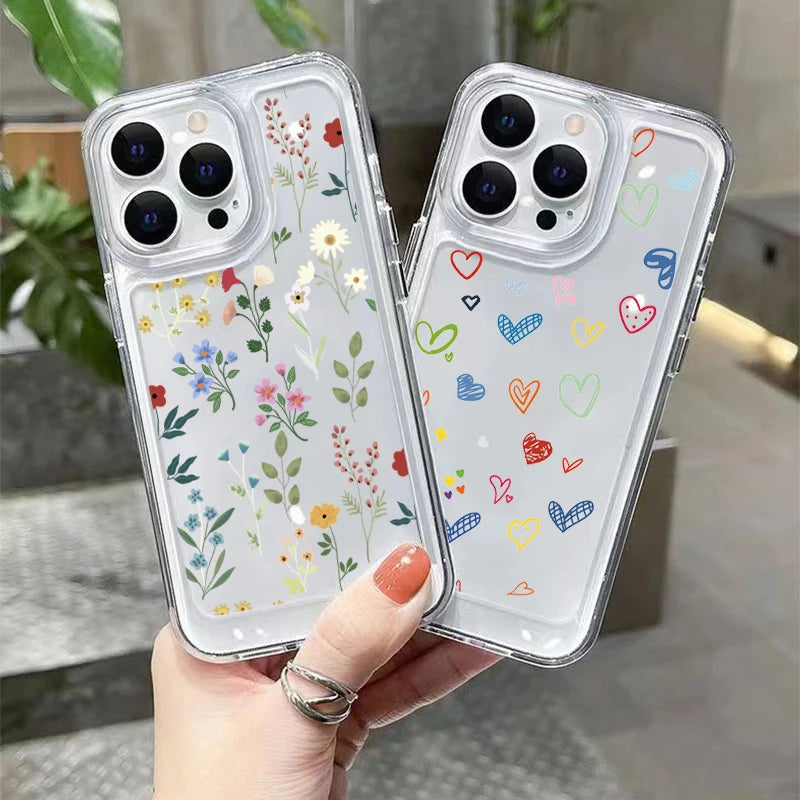 Capa de telefone de silicone macio Flower Love, capa transparente à prova de choque, Xiaomi Redmi 12, 13C, Nota 13, 12 Pro Plus, 5G, 12S, 11S, 10 S, 10 S