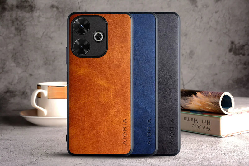 Capa de couro luxuosa para xiaomi poco m6 pro 4g, caixa do telefone do estilo do vintage