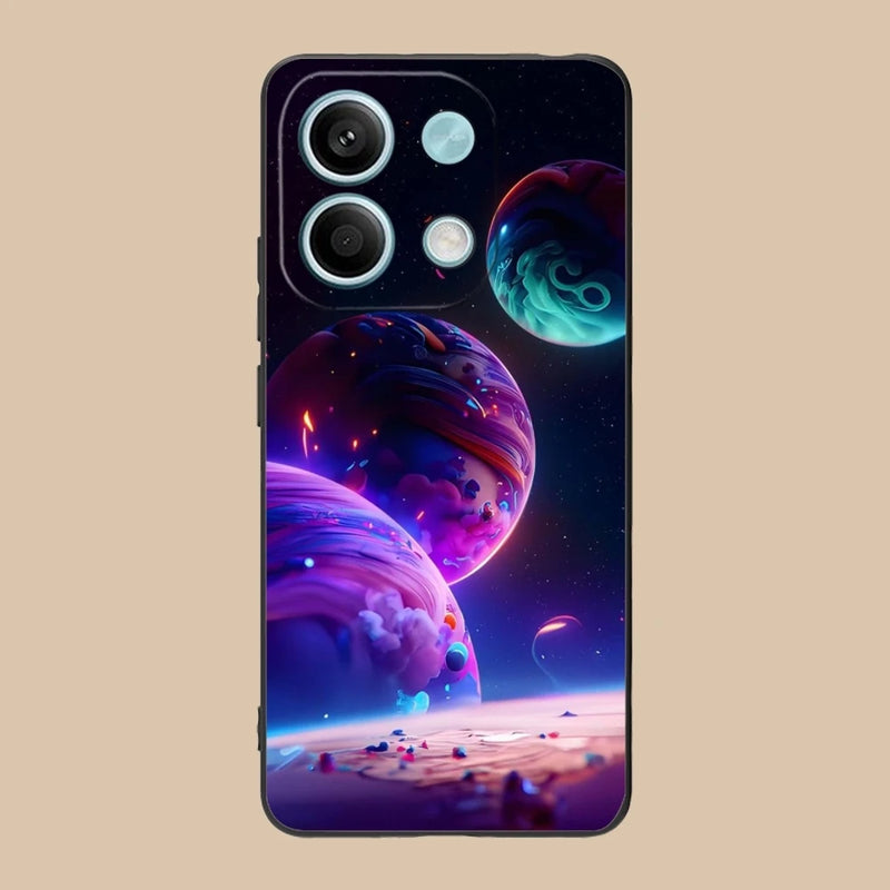 Capa de telefone preta Soft Shell, Capa para celular Universe Star, Xiaomi Redmi Note 13 12 11 10 9 8 7 6 S A Pro Lite Plus 5G