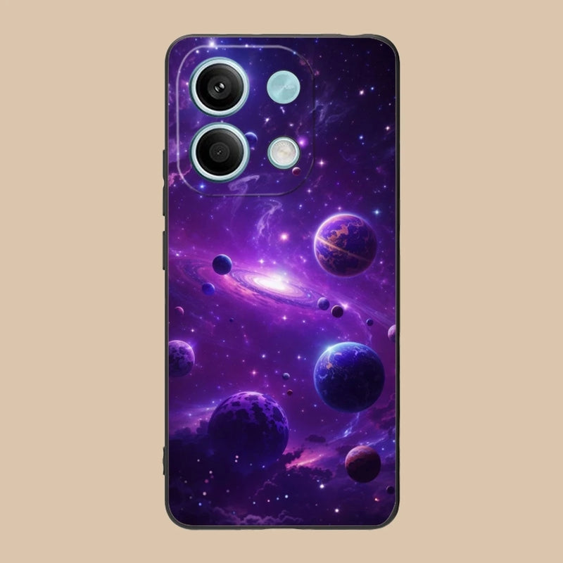 Capa de telefone preta Soft Shell, Capa para celular Universe Star, Xiaomi Redmi Note 13 12 11 10 9 8 7 6 S A Pro Lite Plus 5G