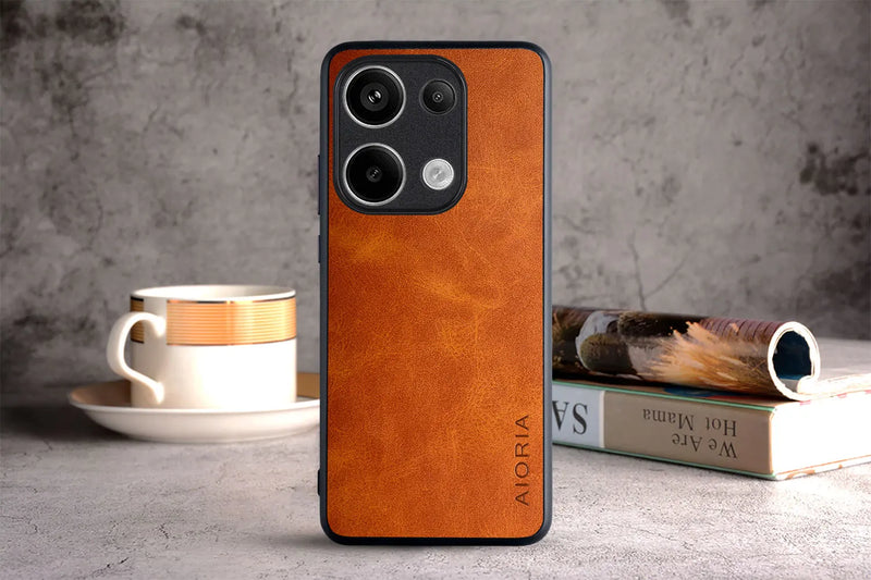 Capa de couro luxuosa para xiaomi poco m6 pro 4g, caixa do telefone do estilo do vintage