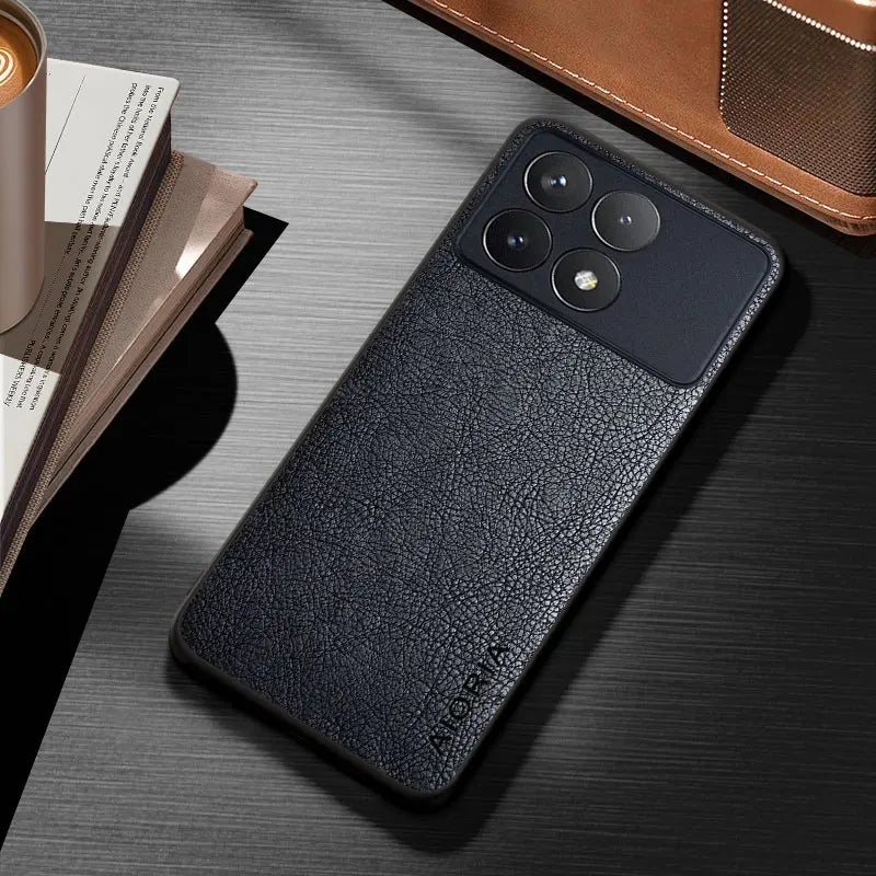 Capa de couro clássico para xiaomi poco x6, x5, x3 pro, nfc, gt, cor sólida, durável