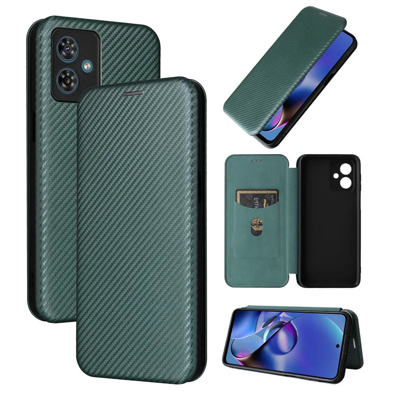 Capa de fibra do carbono magnética para motorola moto g64 5g