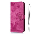 Capa de telefone bonito gato e borboleta, capa de couro, iPhone 12, 14, 14, 15, Pro Max,