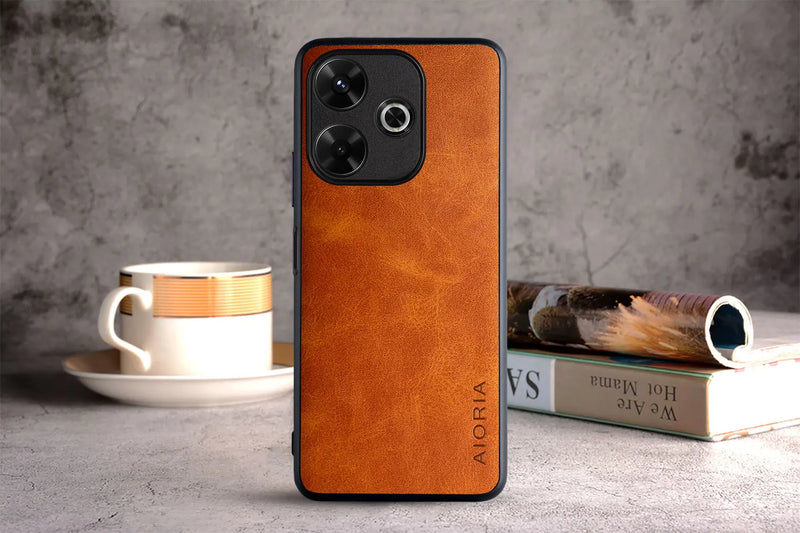 Capa de couro luxuosa para xiaomi poco m6 pro 4g, caixa do telefone do estilo do vintage