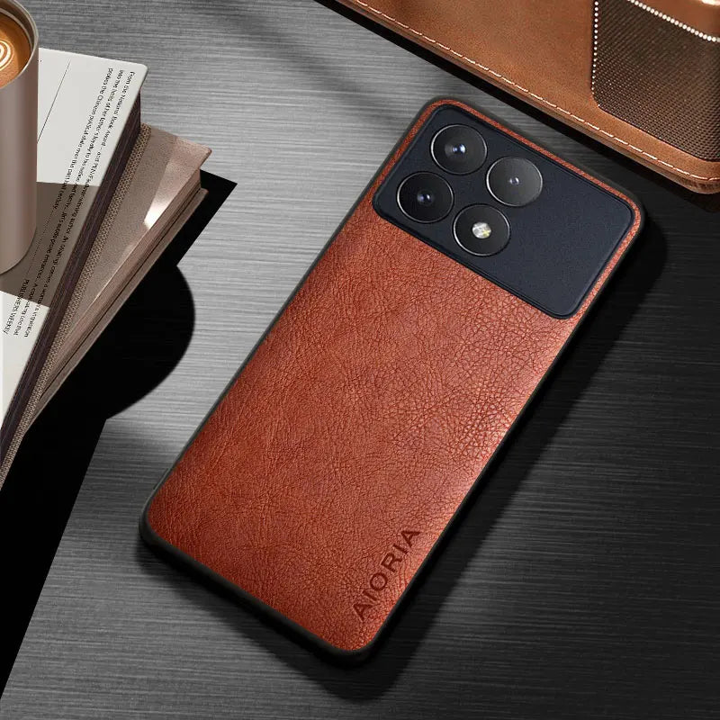 Capa de couro clássico para xiaomi poco x6, x5, x3 pro, nfc, gt, cor sólida, durável