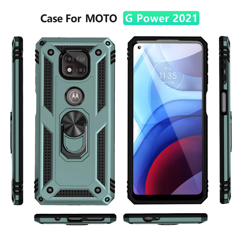 Capinha para Motorola Moto G Power 2021 à Prova de Choque e Anel de Dedo