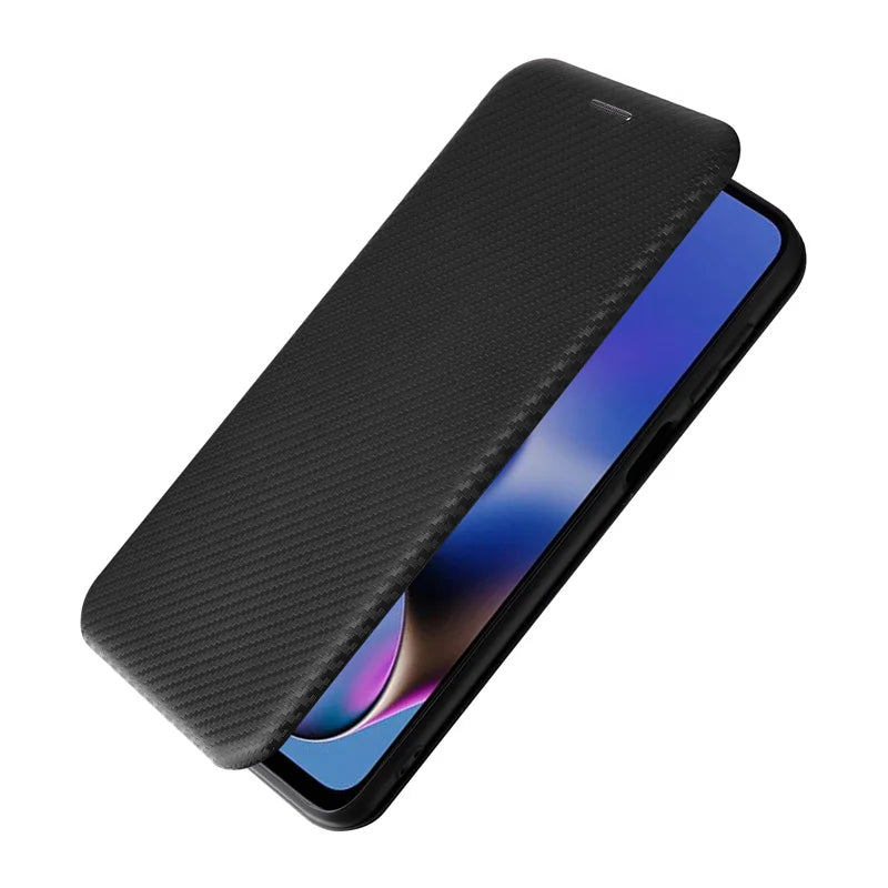 Capa de fibra do carbono magnética para motorola moto g64 5g