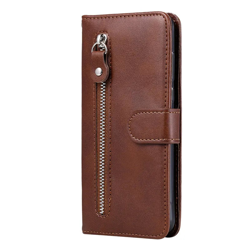 Capa de couro magnética flip para Samsung Galaxy, tampa do saco do telefone carteira, slot para cartão, zíper, A14, A24, 4G, A04, A04E, A04s, A34, A54, 5G