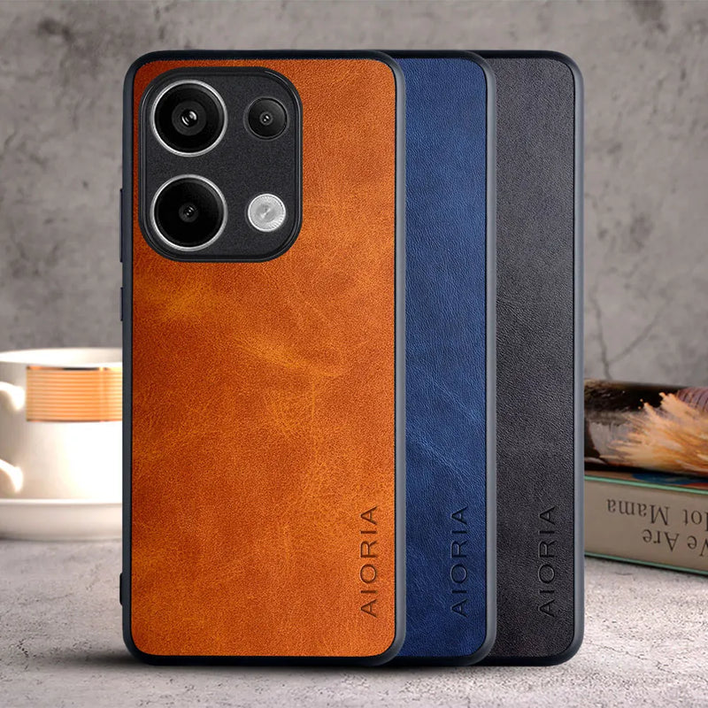 Capa de couro luxuosa para xiaomi poco m6 pro 4g, caixa do telefone do estilo do vintage