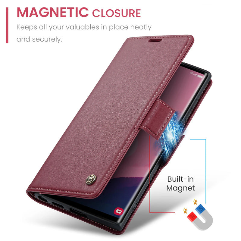 Carteira de couro de negócios Flip Cover, Case para Samsung Galaxy, S24 Ultra, S23, S20, S21, Note10, 20 Herder, Luxo