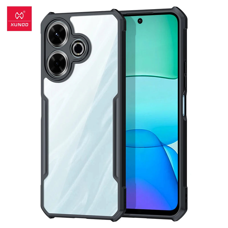 Capa de celular para Xiaomi Poco M6 Pro 4G Caso Luxo Tampa Do Telefone À Prova De Choque Bumper Protetora Shell Plain Clear Transparente Invólucro