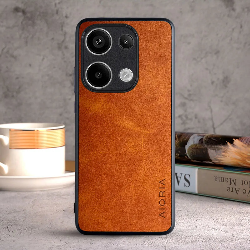 Capa de couro luxuosa para xiaomi poco m6 pro 4g, caixa do telefone do estilo do vintage