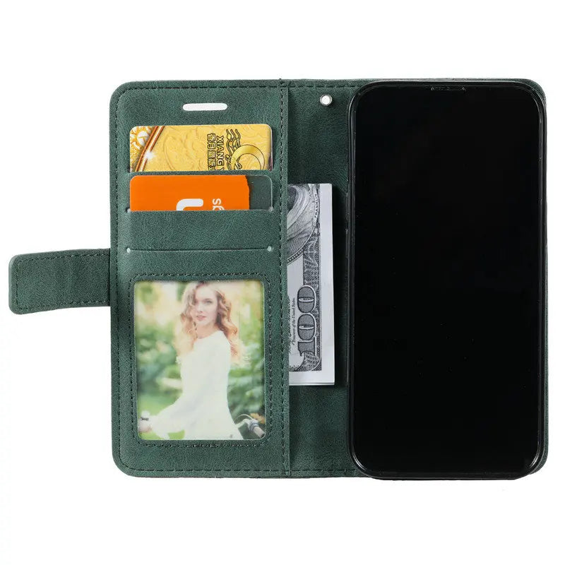 Capa de couro magnético flip, slot para cartão de visita, carteira para iPhone 11, 12, 13, 14, 15 - PRO, PROMAX, PLUS, Mini