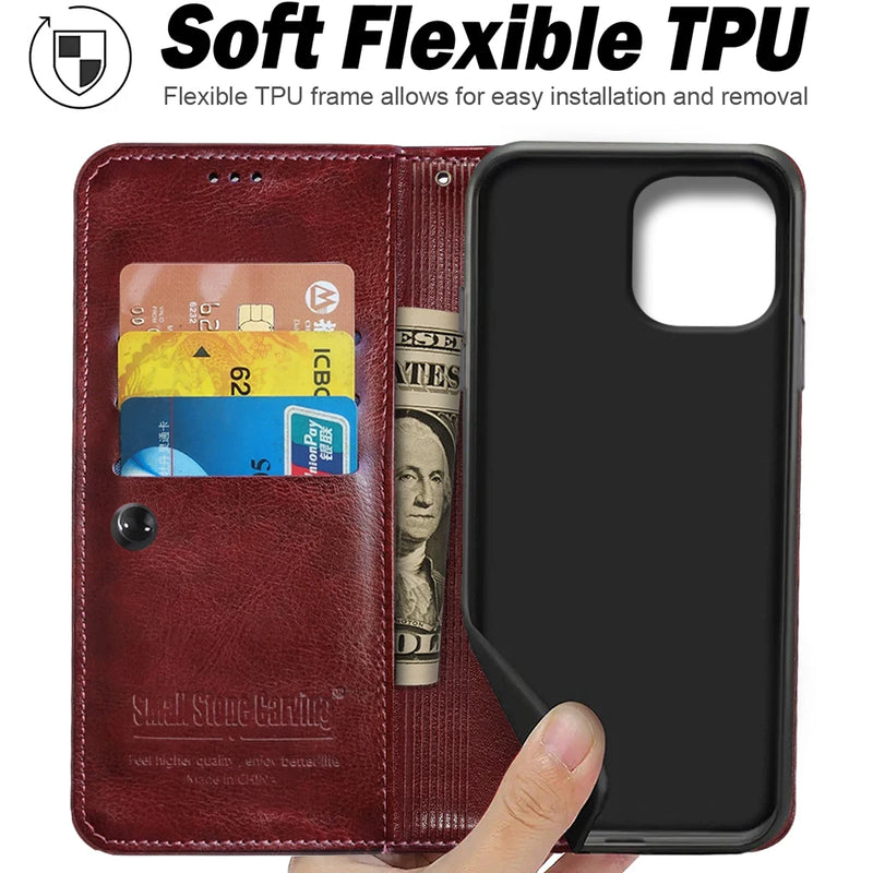 Capa luxuosa de telefone carteira de couro, capa comercial completa, iPhone iPhone 12, Mini, 13, 14, 15, 11, Pro, Max SE XR XS MAX 6 6S 7 8 Plus X Book