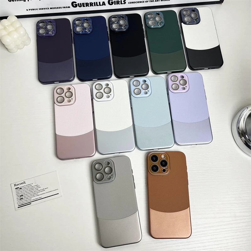 Capa dura em pele com lente cristal para iPhone, tudo incluído, proteção contra queda, iPhone 12, 13, 14, 15 - PRO, PROMAX, PLUS, Mini