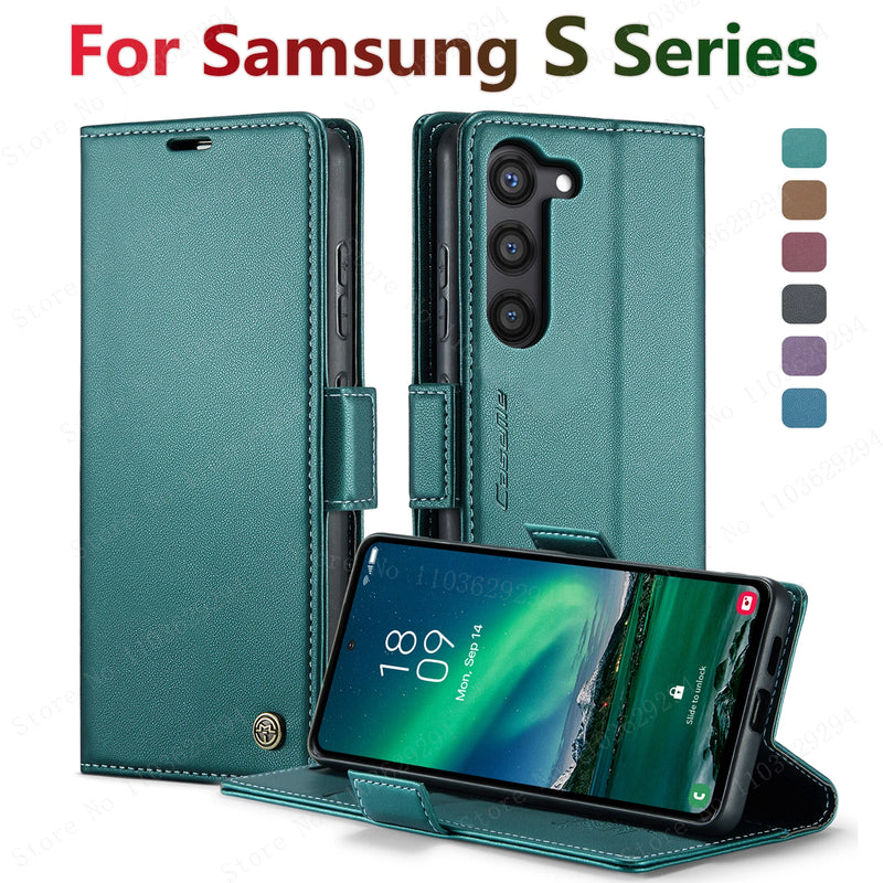 Carteira de couro de negócios Flip Cover, Case para Samsung Galaxy, S24 Ultra, S23, S20, S21, Note10, 20 Herder, Luxo