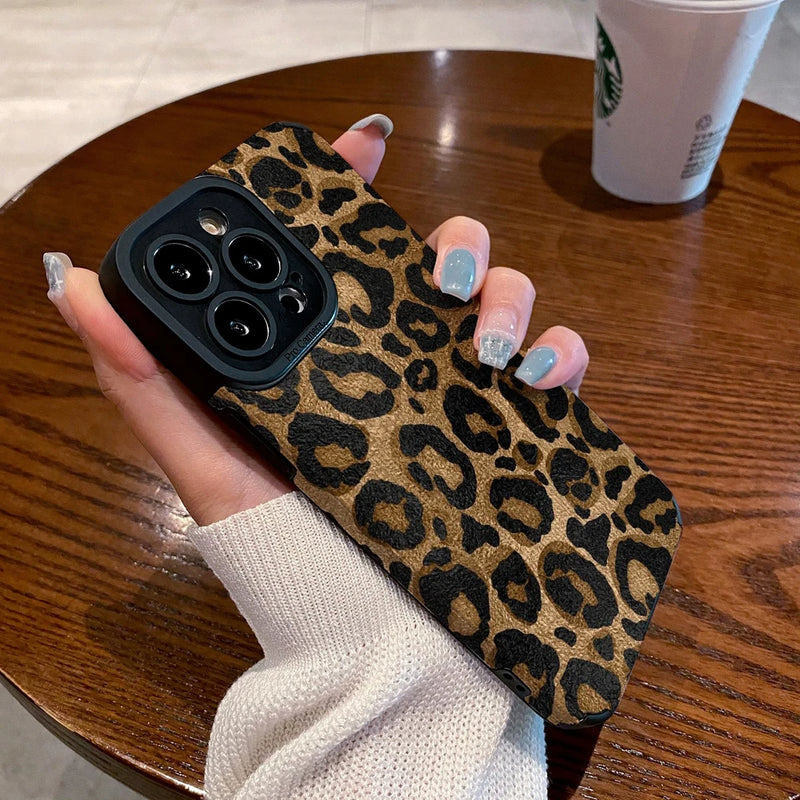 Capa de couro de silicone leopardo para iphone, capa à prova de choque macio,  iphone 15, 14, Pro Max, iphone 11, iphone 12 mini, iphone SE, iphone 7, iphone 8 plus, iPhone X, iPhone XR, iPhone XS