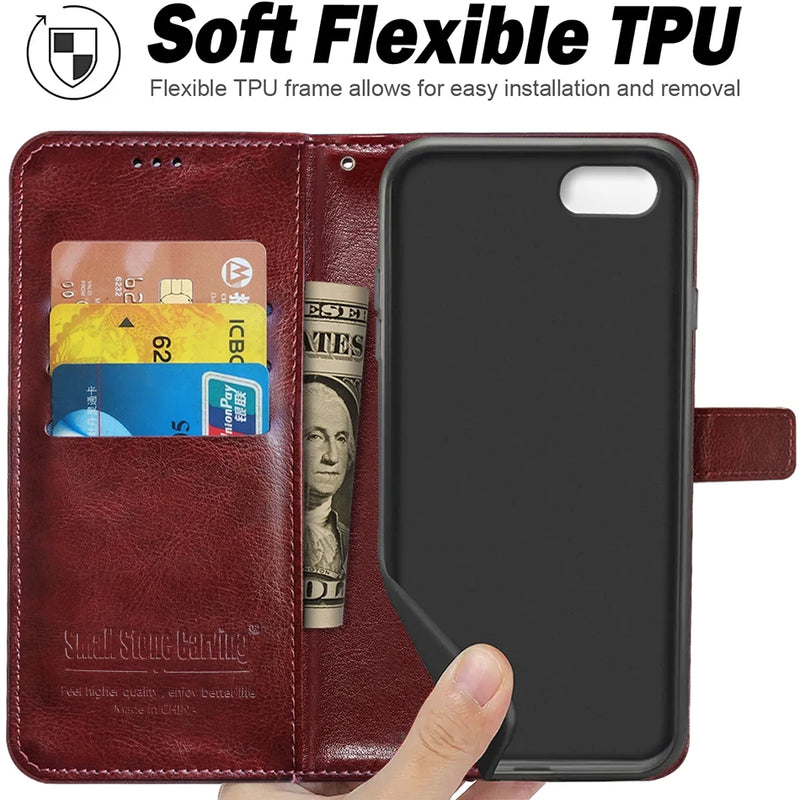 Capa de Telefone Carteira de Couro com Flip Card Slot, Capa para iiPhone 11, 12, 13, 14, 15 - PRO, PROMAX, PLUS, Mini